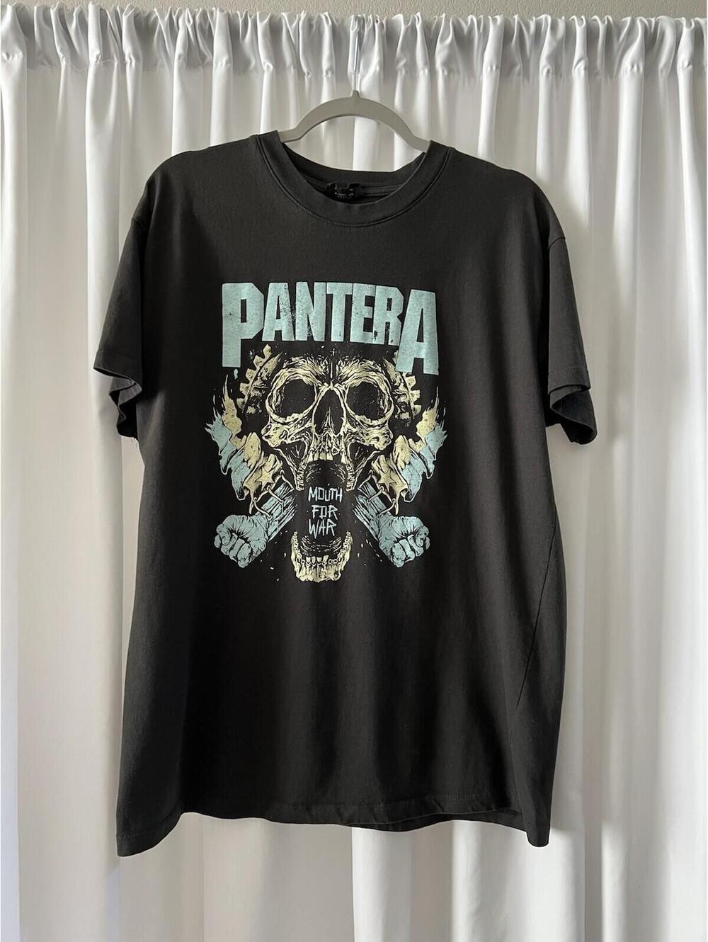 PANTERA MOUTH FOR WAR Heavy Metal Band Black T-Shirt Large Relaxed Boyfriend Fit